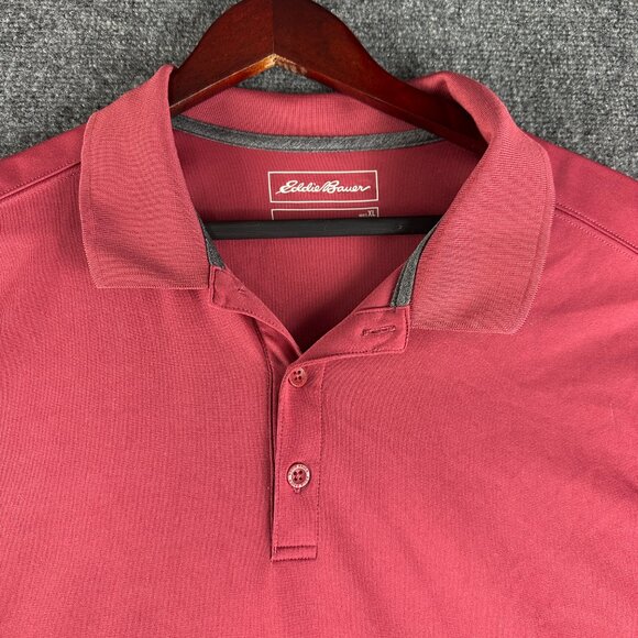 Eddie Bauer Polo Shirt Men XL Muted Red Short Sleeve Button Neck Freedry - Picture 3 of 7